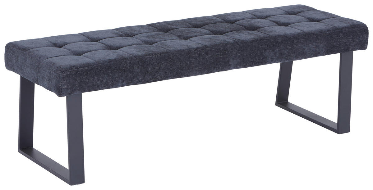 SITZBANK 140/49/48 cm Webstoff Dunkelgrau  - Dunkelgrau/Schwarz, MODERN, Textil/Metall (140/49/48cm) - MID.YOU