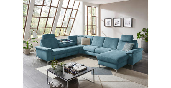 WOHNLANDSCHAFT in Chenille Blau  - Blau/Alufarben, Design, Textil/Metall (265/333/170cm) - Dieter Knoll