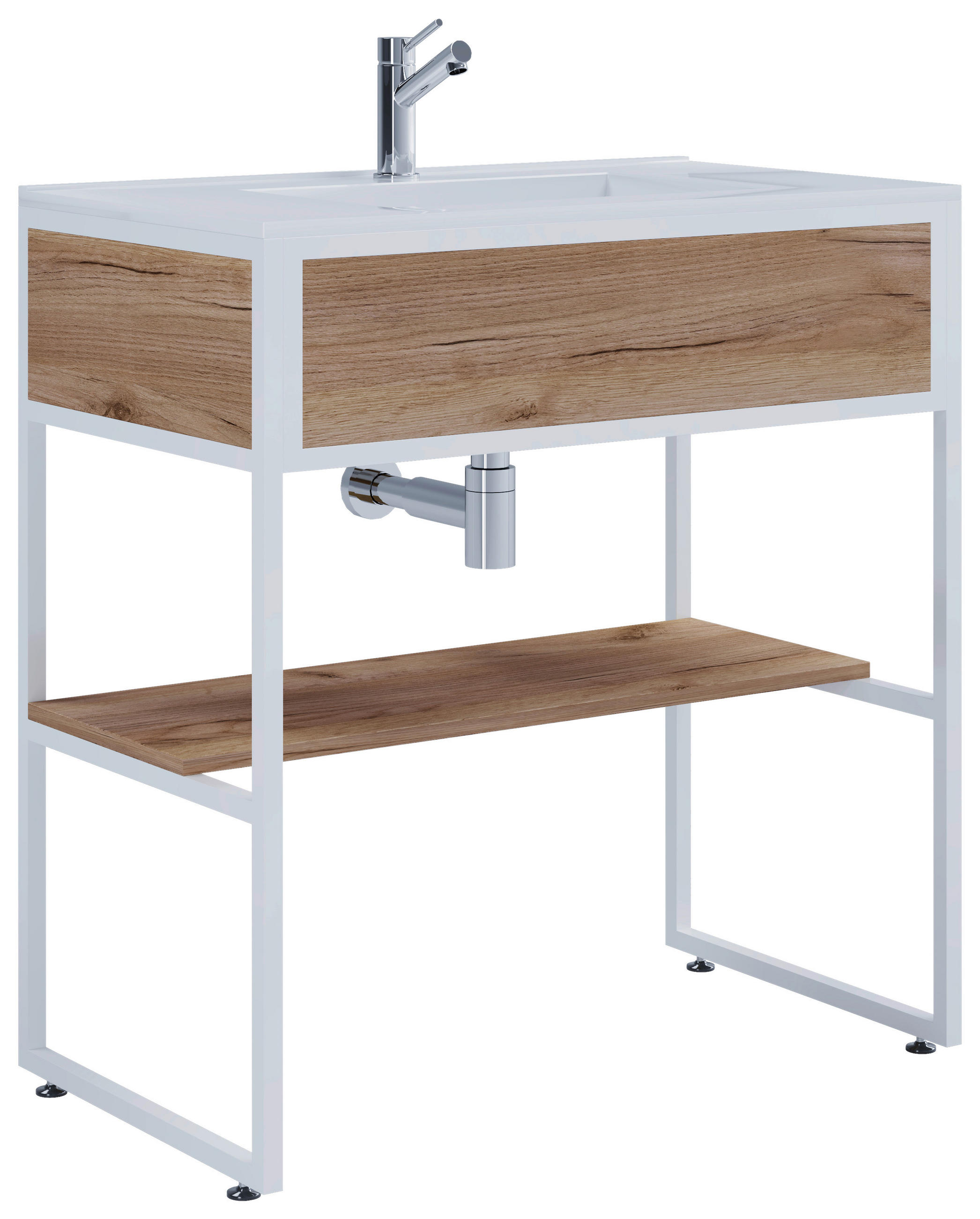WASCHTISCHKOMBI 80 cm  - Honigeiche/Weiß, MODERN, Keramik/Holzwerkstoff (80cm) - MID.YOU