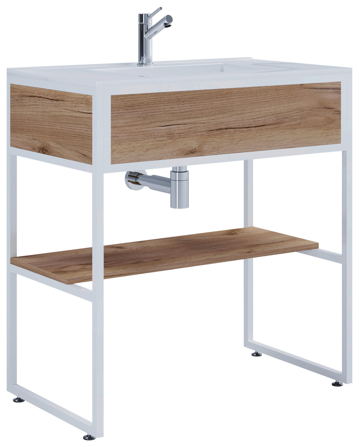 WASCHTISCHKOMBI 80 cm  - Honigeiche/Weiss, Modern, Keramik/Holzwerkstoff (80cm) - MID.YOU