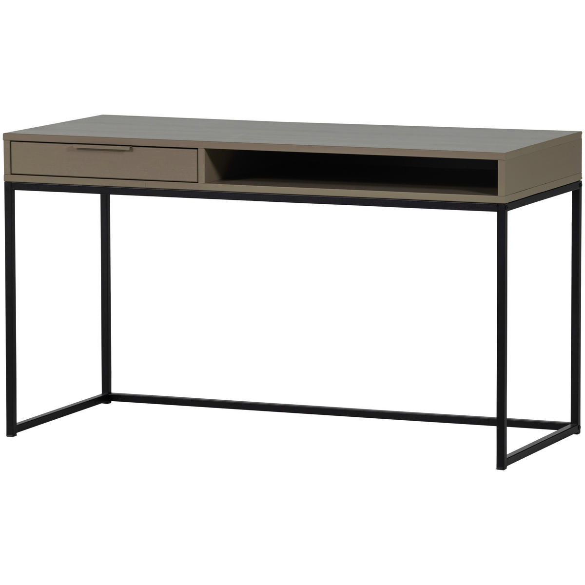 SCHREIBTISCH 130/58/75 cm  in Schlammfarben  - Schlammfarben/Schwarz, MODERN, Holz/Metall (130/58/75cm) - Livetastic