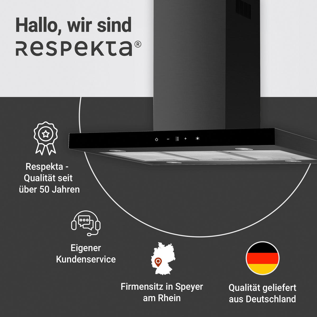 DUNSTABZUGSHAUBE CH44199GISS  - Schwarz, Trend, Glas/Metall (89,5/65/60cm) - Respekta