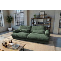 MEGASOFA Cord Dunkelgrün  - Dunkelgrün/Schwarz, MODERN, Kunststoff/Textil (260/85/112cm) - Lomoco