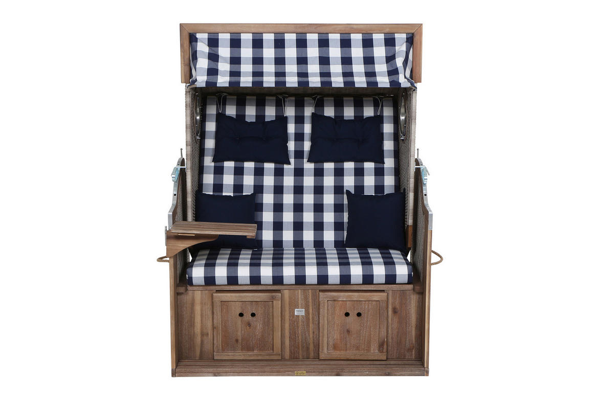 STRANDKORB - Blau/Weiß, KONVENTIONELL, Holz/Kunststoff (130/80/165cm) - Siena Garden