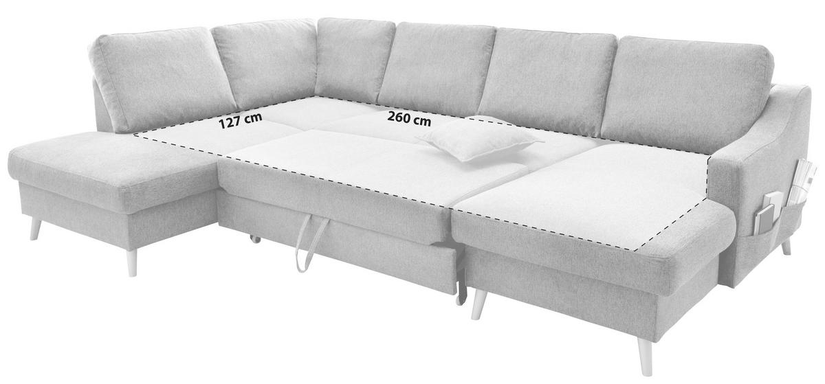 WOHNLANDSCHAFT in Struktur Braun  - Naturfarben/Braun, Konventionell, Holz/Textil (200/301/150cm) - P & B