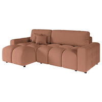 ECKSOFA Luki Hellbraun Bouclé  - Hellbraun/Schwarz, Design, Kunststoff/Textil (233/142cm) - Livetastic