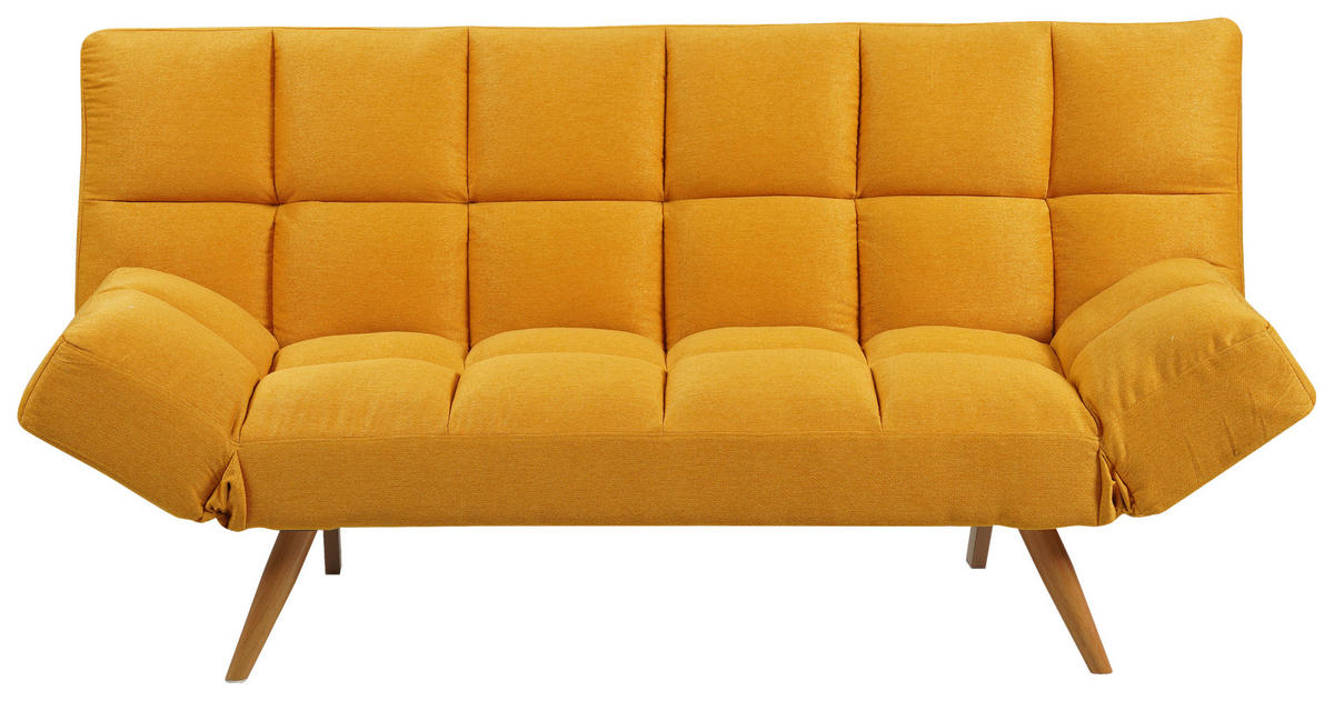 ZOFA S POSTELJNO FUNKCIJO,  rumena tekstil  - rumena/naravne barve, Design, kovina/tekstil (182/87/82cm) - Livetastic