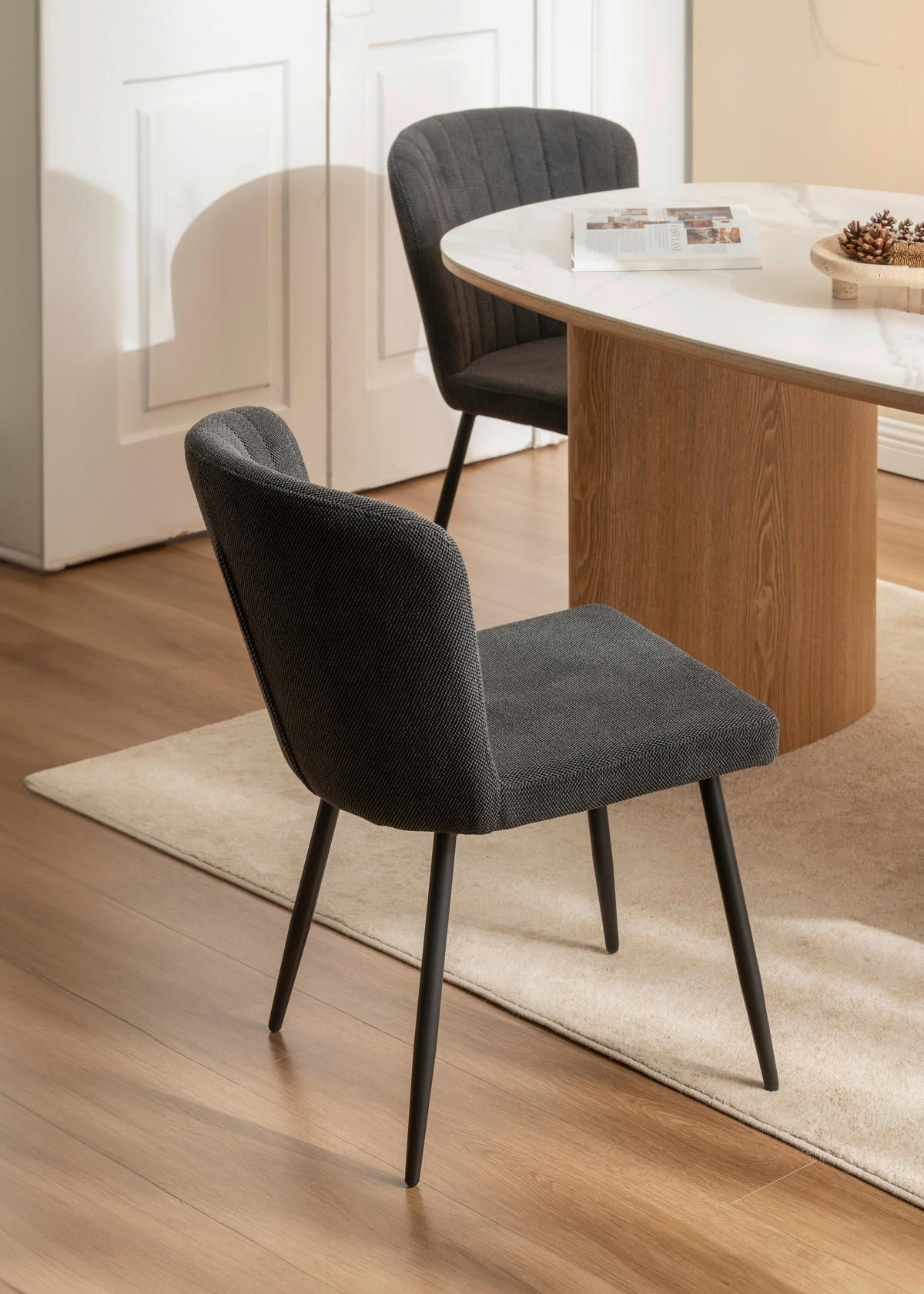 VIERFUßSTUHL - Schwarz, KONVENTIONELL, Holz/Textil (52/82/60cm) - P & B