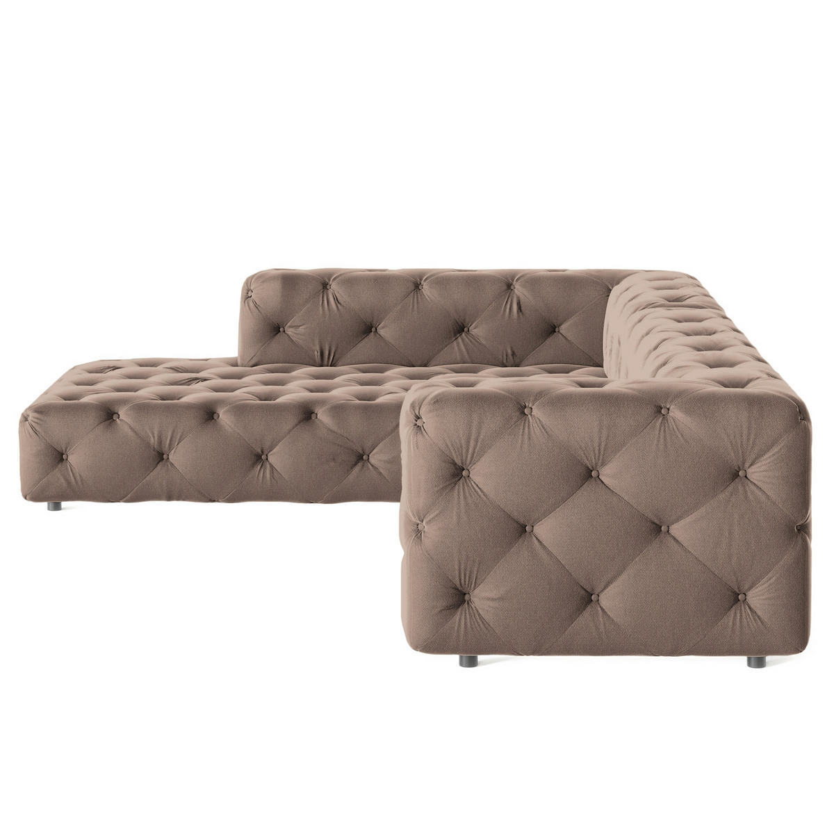 ECKSOFA Fresco in Samt Braun  228/325 cm  - Schwarz/Braun, Design, Kunststoff/Textil (228/325cm) - P & B