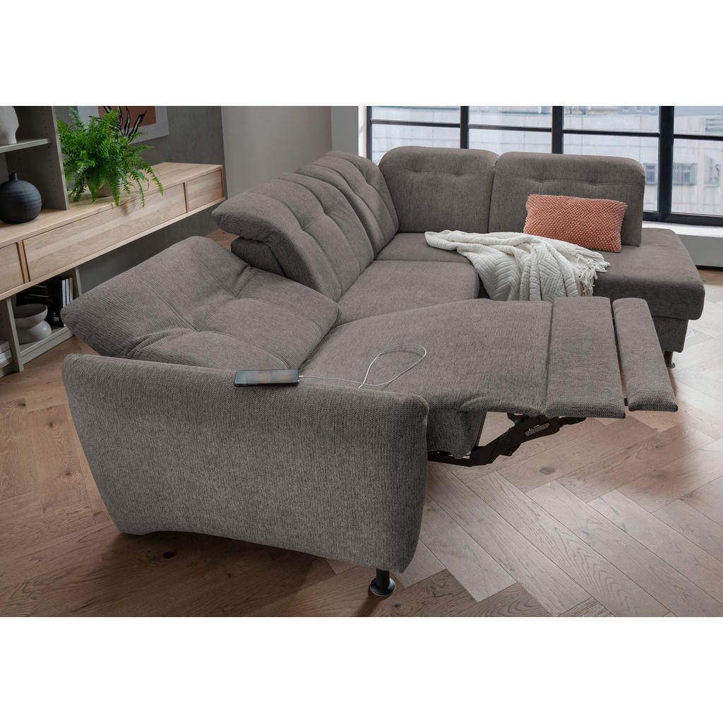 Thumbnail - Livetastic Ecksofa, Graubraun, Textil, Uni, 3-Sitzer, L-Form, 270x198 cm, Made in Europe, seitenverkehrt erhältlich, Rüc...