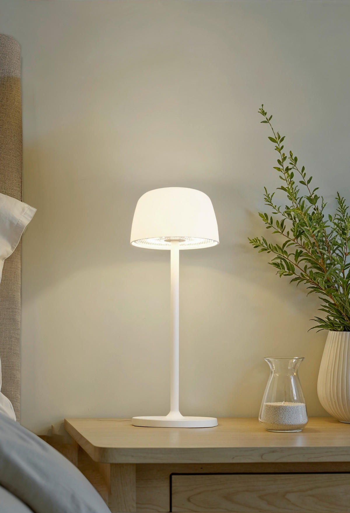 NABÍJATEĽNÁ STOLNÁ LAMPA 10,5/27 cm - priehľadné/biela, Design, kov/plast (10,5/27cm) - Novel