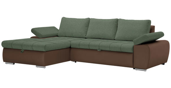 ECKSOFA  in Flachgewebe Braun, Olivgrün  175/271 cm  - Braun/Olivgrün, Design, Kunststoff/Textil (175/271cm) - Xora