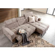 ECKSOFA Taupe Cord Rücken echt, Kopfteilverstellung, Sitzvorzug  - Taupe/Schwarz, KONVENTIONELL, Textil/Metall (257/170cm) - Carryhome