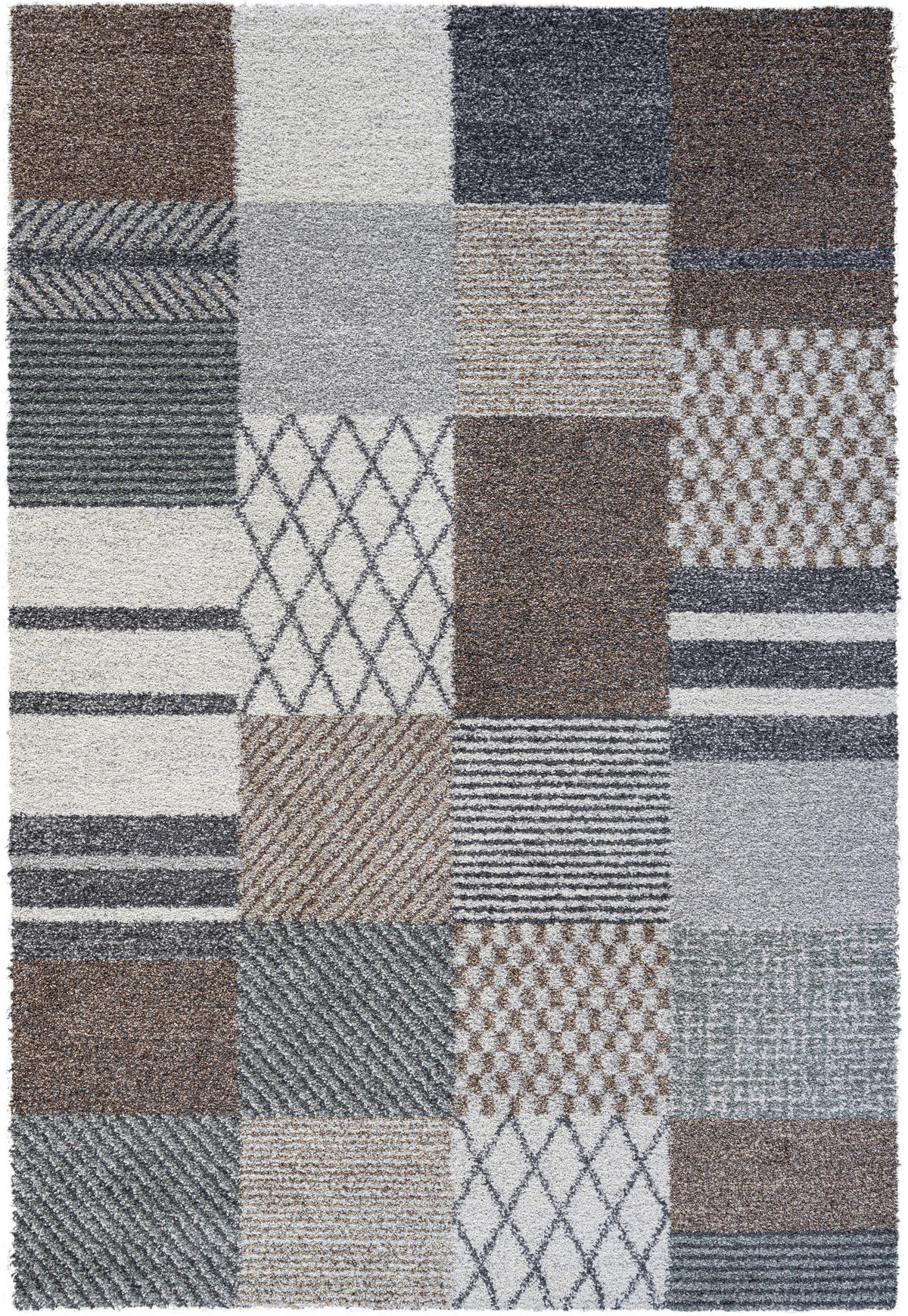 WEBTEPPICH 133/195 cm Mehari Creme, Grau, Grün  - Creme/Grau, KONVENTIONELL, Kunststoff/Textil (133/195cm) - Novel