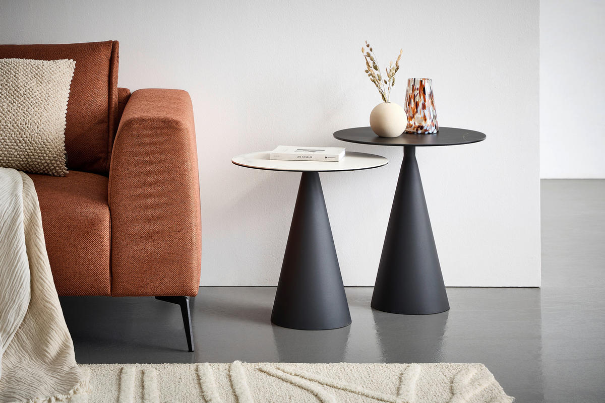 BEISTELLTISCH in Metall, Glas, Keramik 48,5/48,5/55 cm  - Anthrazit/Schwarz, Design, Glas/Keramik (48,5/48,5/55cm) - Dieter Knoll