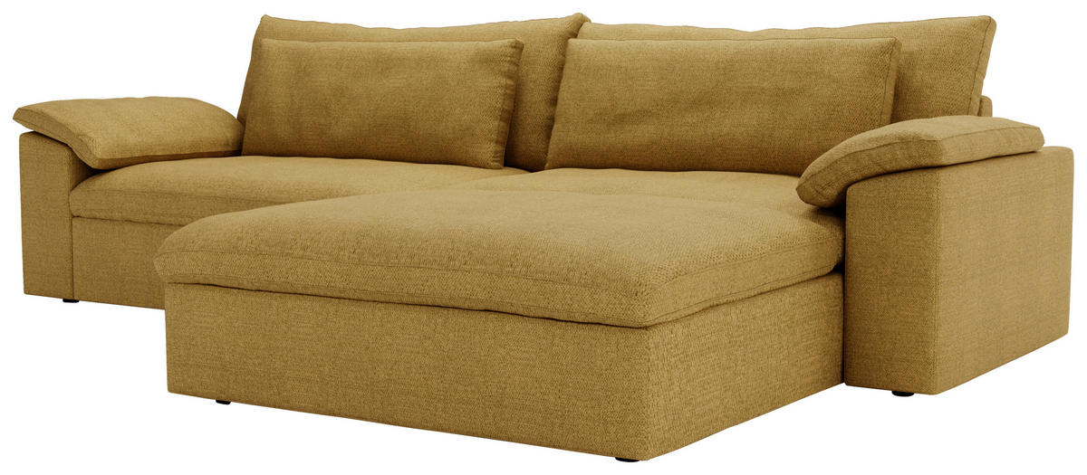 ECKSOFA  in Webstoff Currygelb  306/198 cm  - Currygelb/Schwarz, MODERN, Kunststoff/Textil (306/198cm) - Carryhome