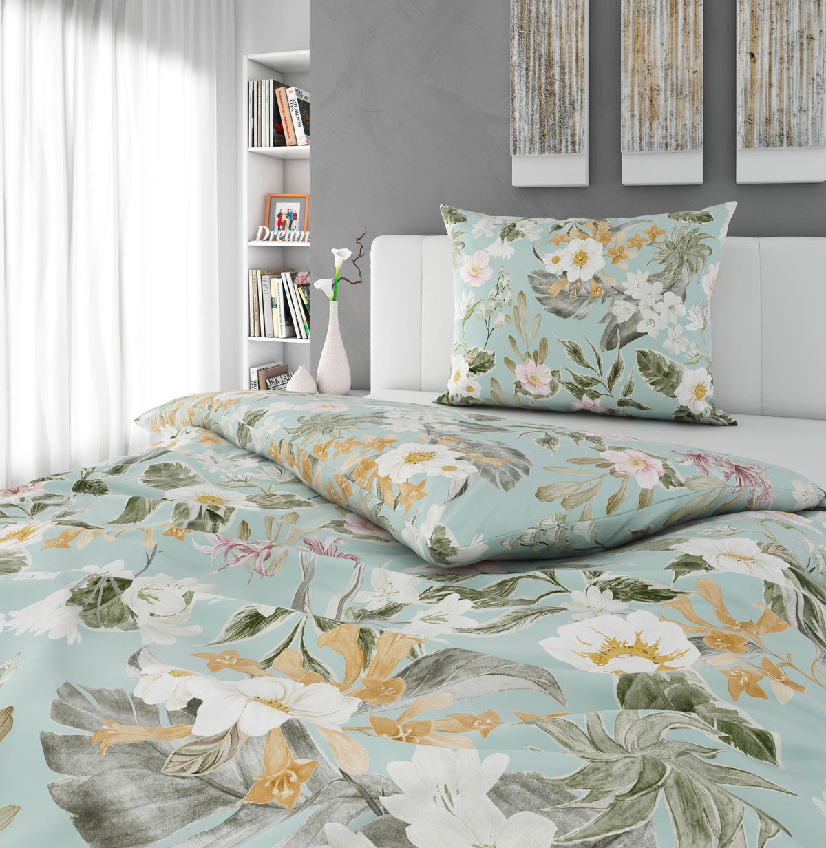 POSTEĽNÁ BIELIZEŇ, satén, mätovozelená, 140/200 cm - mätovozelená, Konventionell, textil (140/200cm) - Esposa