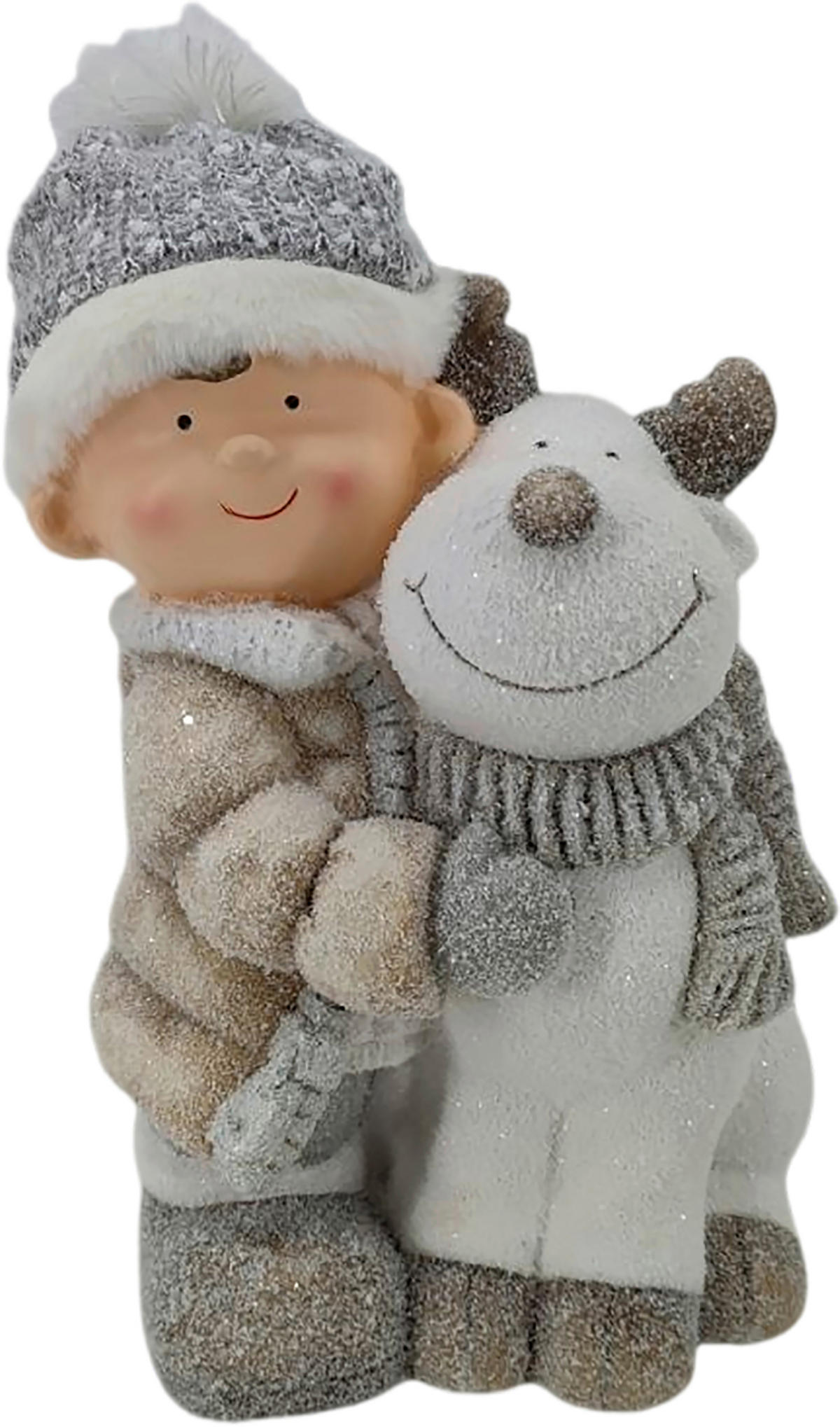 FIGÚRKA – DIEŤA - hnedá/sivá, Lifestyle, textil/kameň (24,5/37,5/23cm) - X-Mas