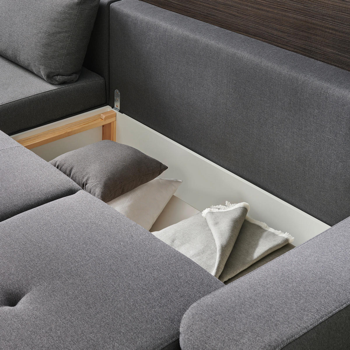 ECKSOFA Anthrazit, Dunkelgrau Webstoff  - Dunkelgrau/Anthrazit, Design, Kunststoff/Textil (313/215cm) - Carryhome