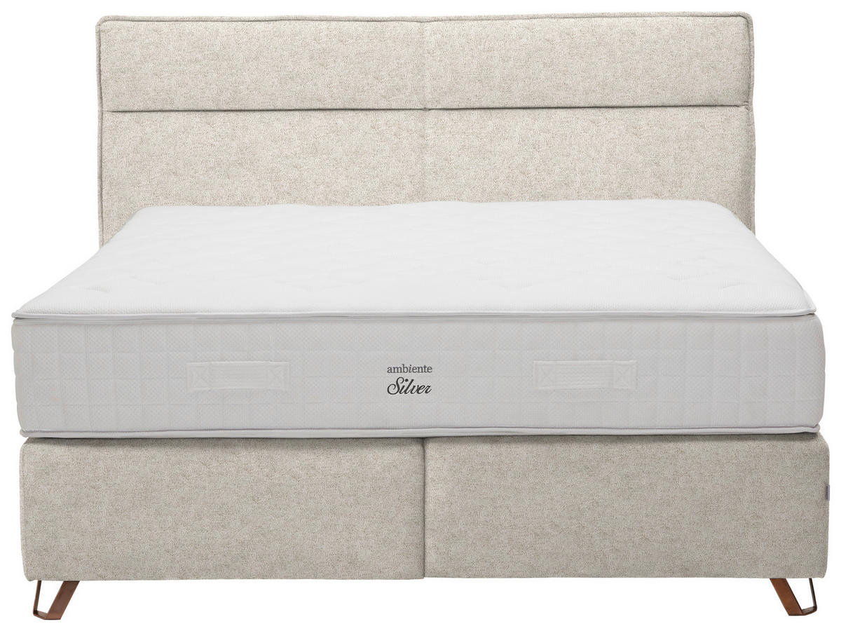 BOXSPRINGBETT 200/200 cm  in Beige  - Beige/Kupferfarben, Konventionell, Textil/Metall (200/200cm) - Ambiente