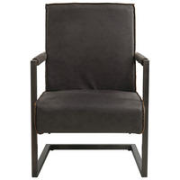 SESSEL in Lederlook, Mikrofaser Anthrazit  - Dunkelgrau/Anthrazit, KONVENTIONELL, Textil/Metall (62/84/70cm) - MID.YOU