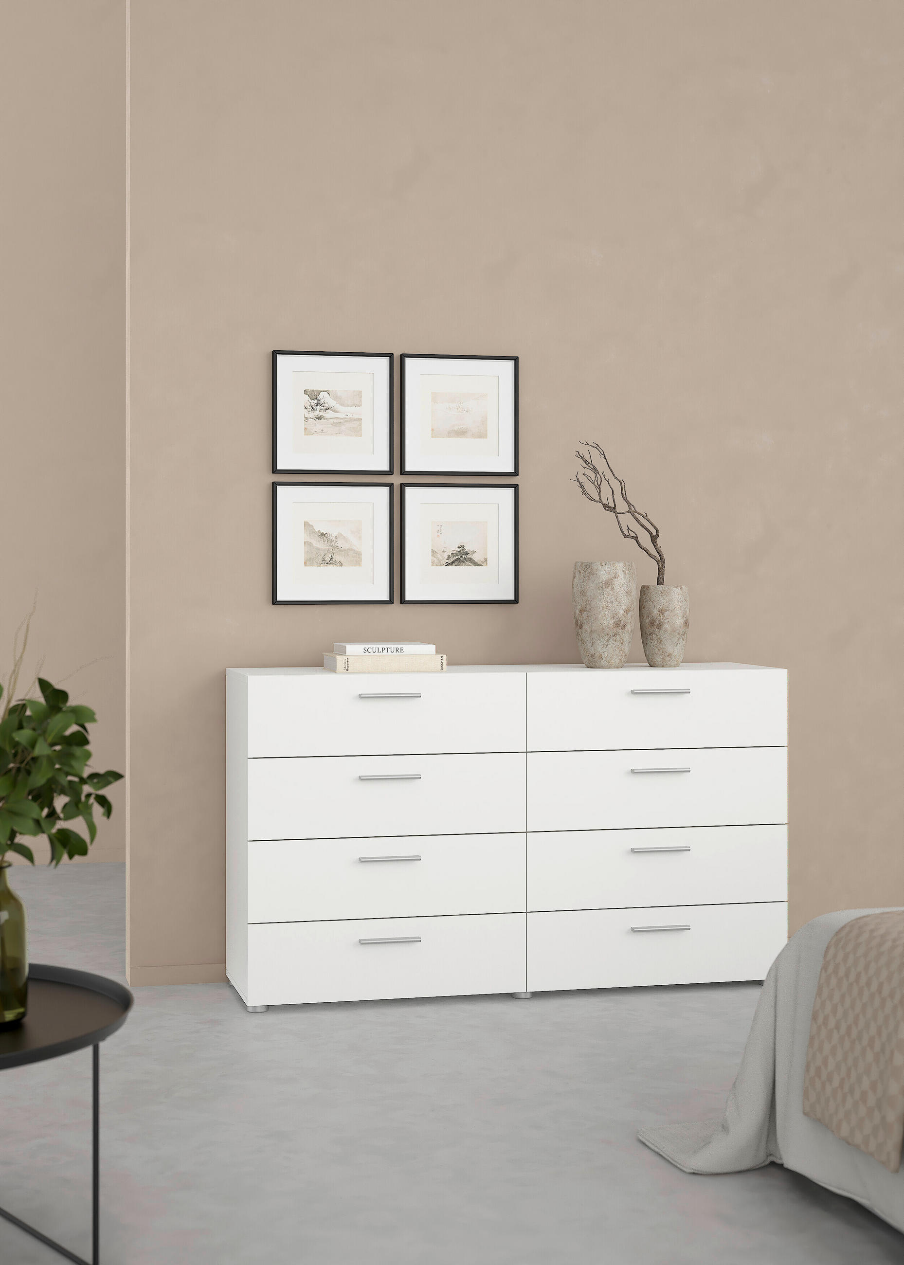 KOMMODE  in 140/81,7/40 cm  - Silberfarben/Weiß, Design, Holzwerkstoff/Metall (140/81,7/40cm) - Livetastic