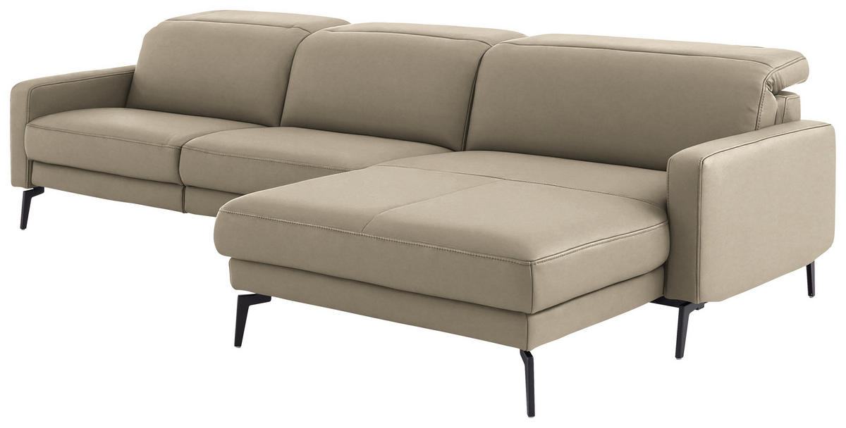 ECKSOFA  Echtleder Kaschmir  - Kaschmir/Schwarz, Design, Leder/Metall (323/179cm) - Dieter Knoll