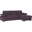 ECKSOFA in Webstoff Violett  - Dunkelbraun/Violett, KONVENTIONELL, Kunststoff/Textil (258/166cm) - Cantus