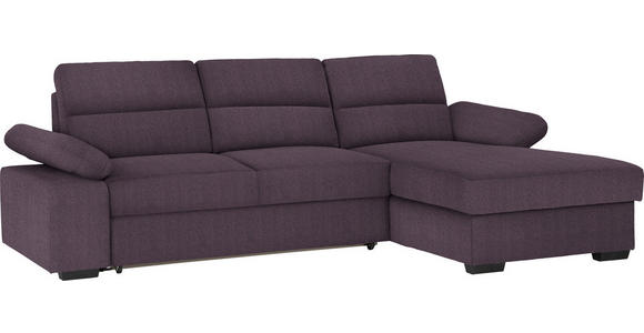 ECKSOFA in Webstoff Violett  - Dunkelbraun/Violett, KONVENTIONELL, Kunststoff/Textil (258/166cm) - Cantus