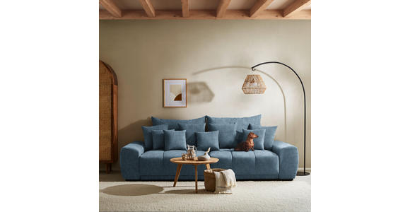 BIGSOFA Feincord Blau - Blau/Schwarz, KONVENTIONELL, Holz/Textil (280/67/120cm) - Carryhome