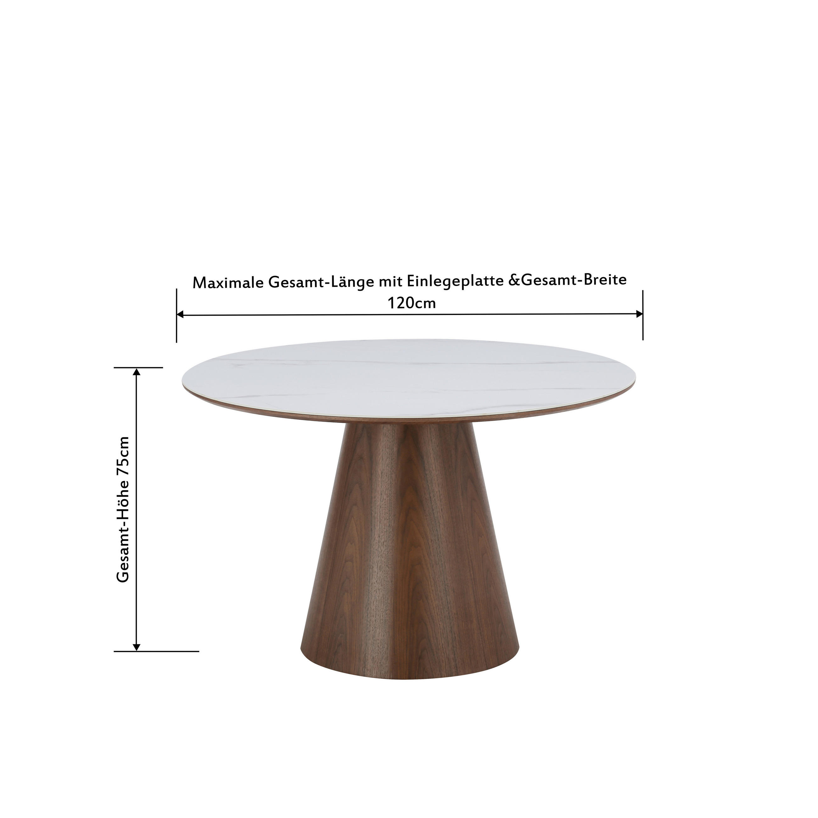 ESSTISCH in Holz, Keramik, Holzwerkstoff  - Walnussfarben/Weiß, MODERN, Holz/Keramik (120/75/120cm) - MID.YOU