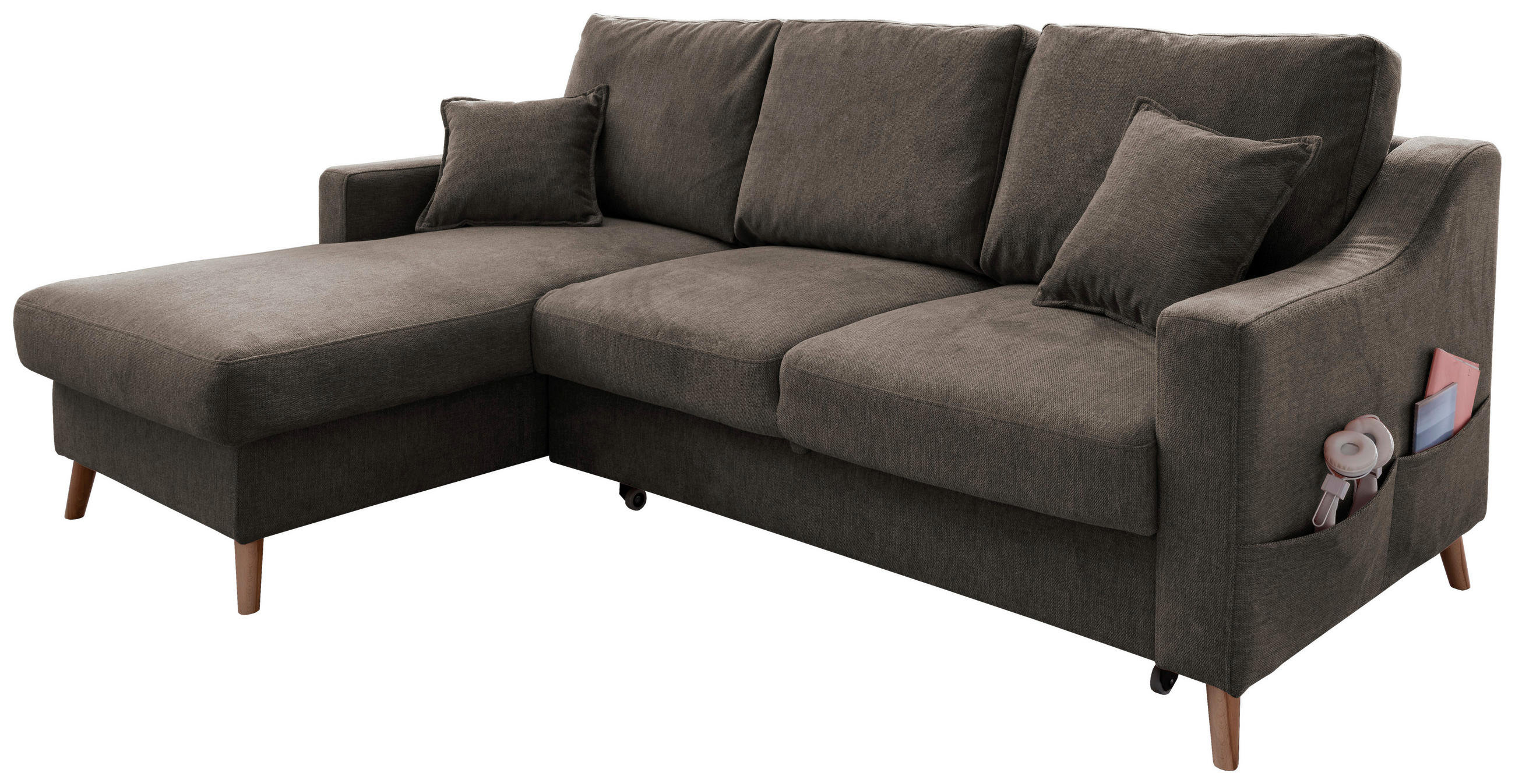 WOHNLANDSCHAFT Braun Struktur - Naturfarben/Braun, KONVENTIONELL, Holz/Textil (150/228cm) - P & B