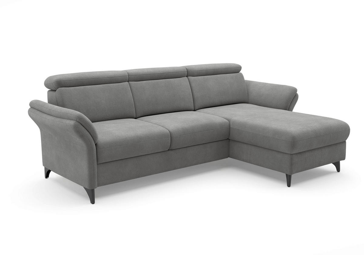 ECKSOFA GLENDALE E in Flachgewebe Grau  253/166 cm  - Schwarz/Grau, KONVENTIONELL, Textil/Metall (253/166cm) - Sit & More