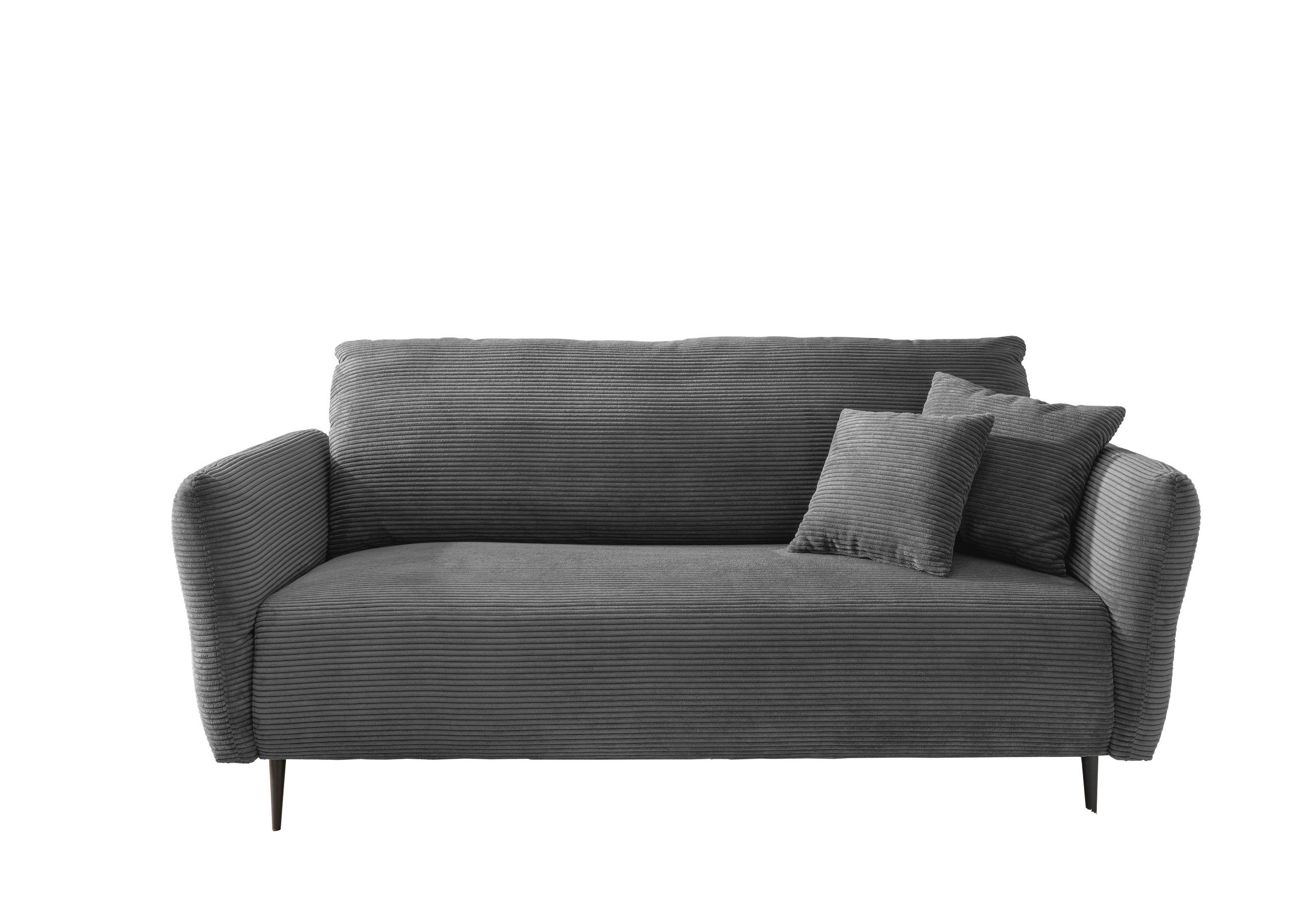 3-SITZER-SOFA in Cord Grau  - Schwarz/Grau, Design, Textil/Metall (201/97/102cm) - Livetastic