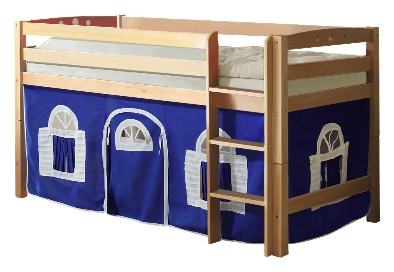 Hochbett 90/200 cm in Blau, Weiß