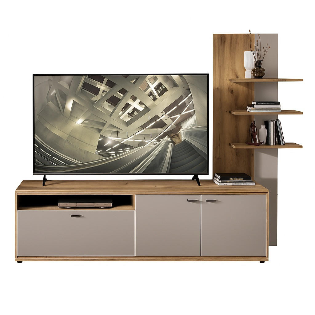 WOHNWAND  in Eichefarben, Kaschmir 235/183/49 cm  - Kaschmir/Eichefarben, Design, Holzwerkstoff/Metall (235/183/49cm) - Livetastic