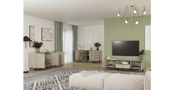 SIDEBOARD in 160,2/81,8/37 cm - Kaschmir/Schwarz, MODERN, Holzwerkstoff/Kunststoff (160,2/81,8/37cm) - Carryhome