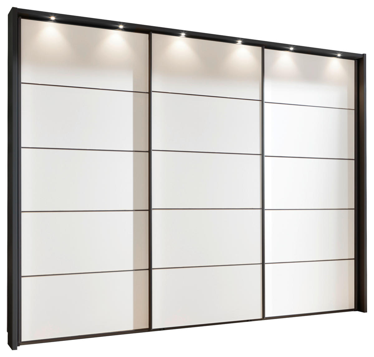 SCHWEBETÜRENSCHRANK in Graphitfarben, Weiss  - Weiss/Graphitfarben, Konventionell, Holzwerkstoff (250/217/67cm) - Xora