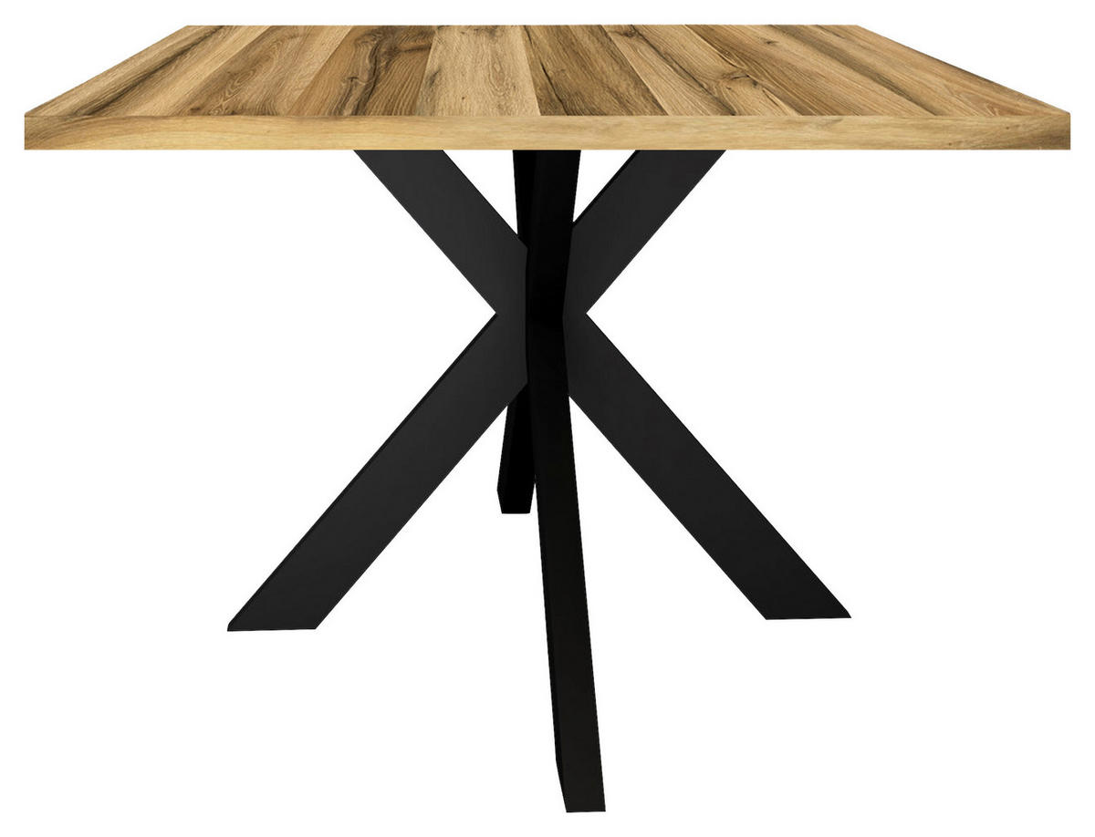 ESSTISCH rechteckig Schwarz, Plankeneiche  - Plankeneiche/Schwarz, MODERN, Holzwerkstoff/Metall (180/90/78cm) - Livetastic