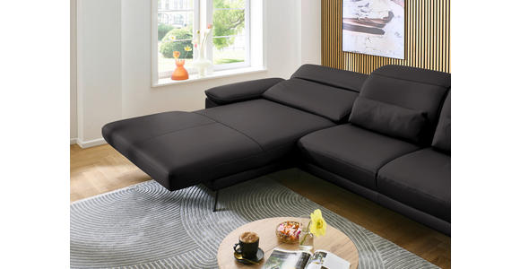 ECKSOFA in Echtleder Dunkelbraun  - Dunkelbraun/Schwarz, Design, Leder/Metall (193/332cm) - Dieter Knoll