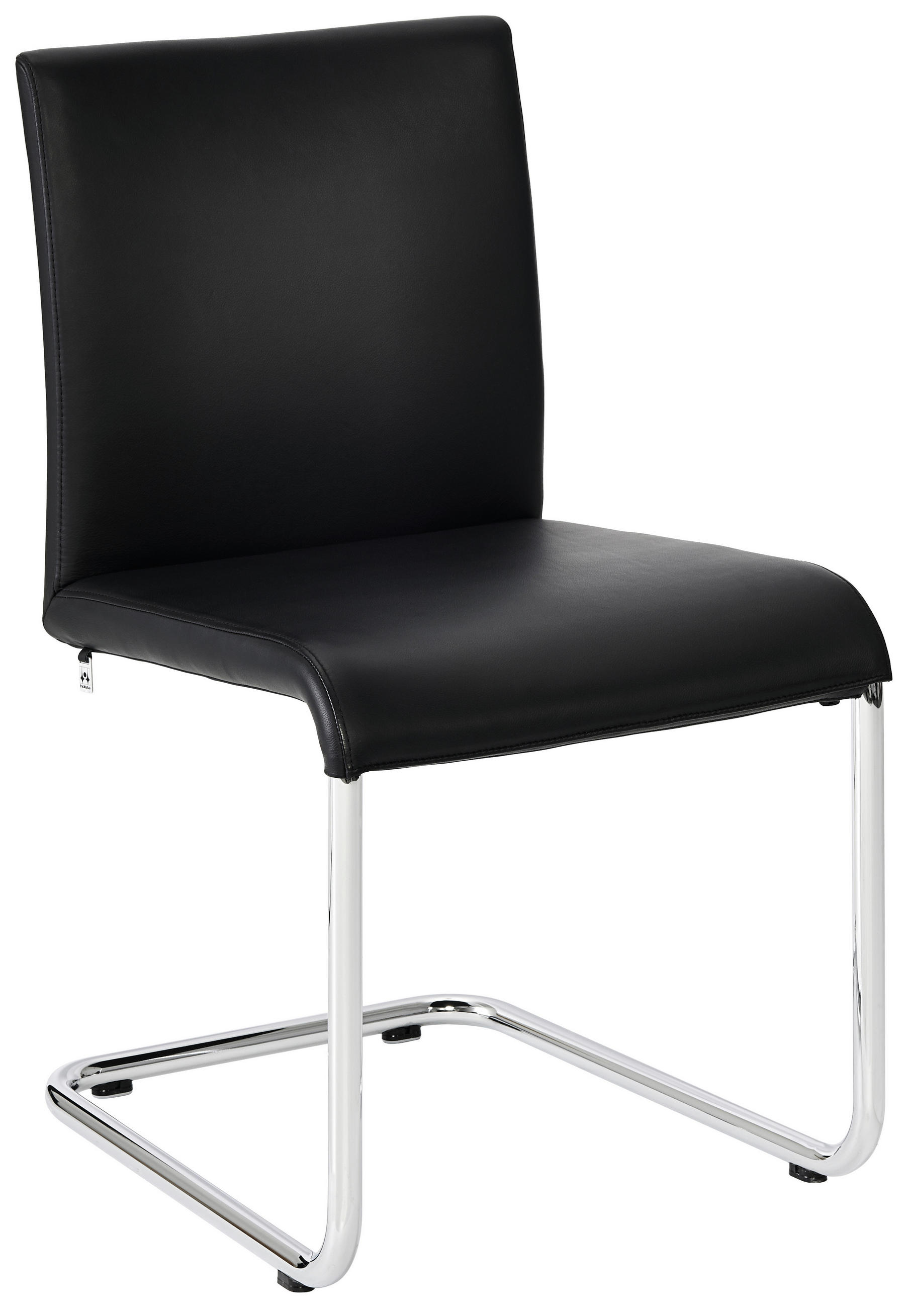 Schwingstuhl in Metall, Leder Schwarz