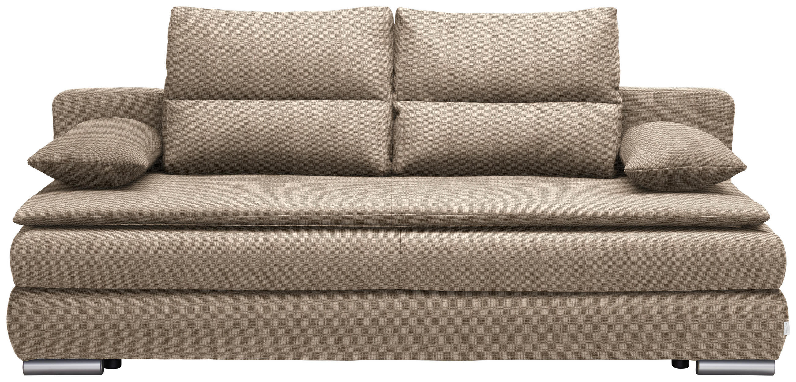 SCHLAFSOFA  mit Stoffauswahl, Schlafen auf Sitzhöhe, Rücken echt Webstoff Braun  - Silberfarben/Braun, KONVENTIONELL, Kunststoff/Textil (207/94/90cm) - Livetastic