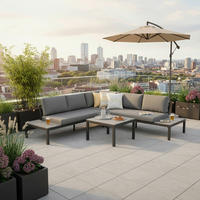 LOUNGEGARNITUR  251/251 cm  Aluminium  - Anthrazit/Grau, MODERN, Textil/Metall (251/251cm) - Gardenson