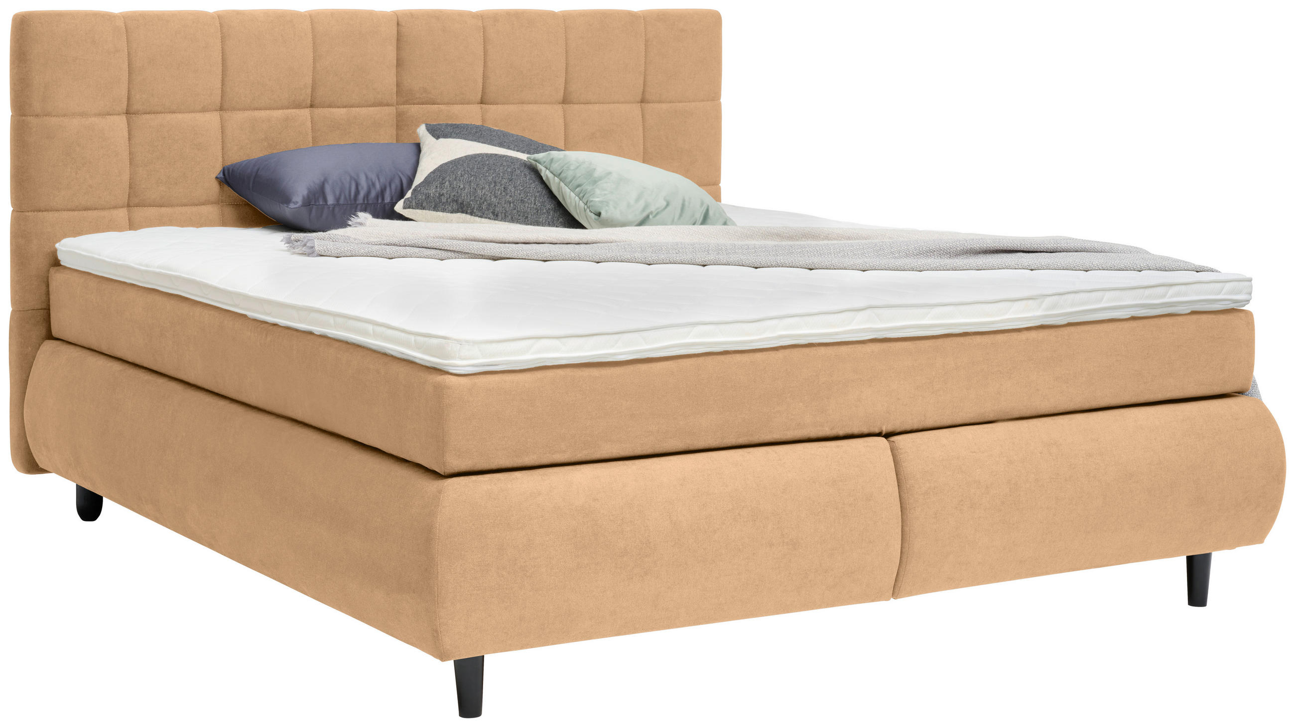 BOXSPRINGBETT 180/200 cm  in Beige  - Beige/Schwarz, Konventionell, Holz/Textil (180/200cm) - Ti'me