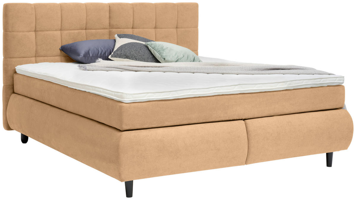 BOXSPRINGBETT 180/200 cm  in Beige  - Beige/Schwarz, Konventionell, Holz/Textil (180/200cm) - Ti'me
