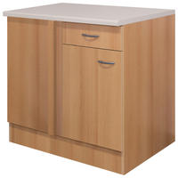 ECKUNTERSCHRANK 110/85/57 cm  in Buchefarben  - Edelstahlfarben/Beige, MODERN, Holzwerkstoff/Kunststoff (110/85/57cm) - FlexWell
