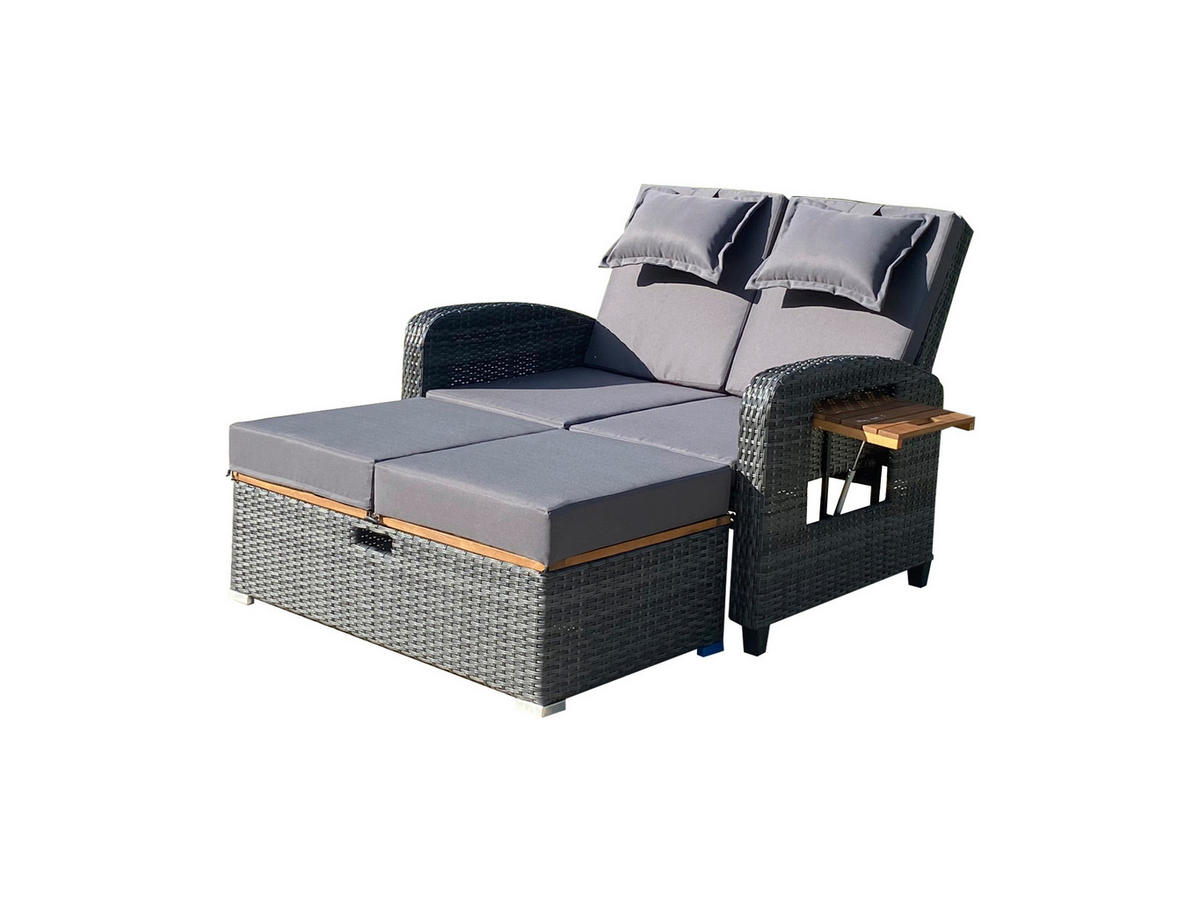LOUNGEGARNITUR   116/95/118 cm Akazie massiv Stahl  - Dunkelgrau/Anthrazit, Basics, Holz/Kunststoff (116/95/118cm) - Gardenson
