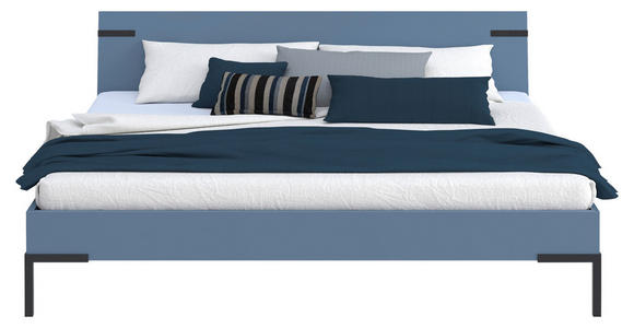 BETT 200/200 cm  in Blau  - Blau/Schwarz, Design, Holzwerkstoff/Metall (200/200cm) - Xora