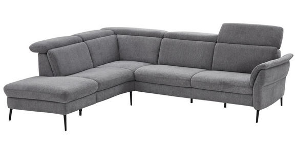 ECKSOFA in Struktur Grau 235/275 cm - Schwarz/Grau, MODERN, Textil/Metall (235/275cm) - Cantus