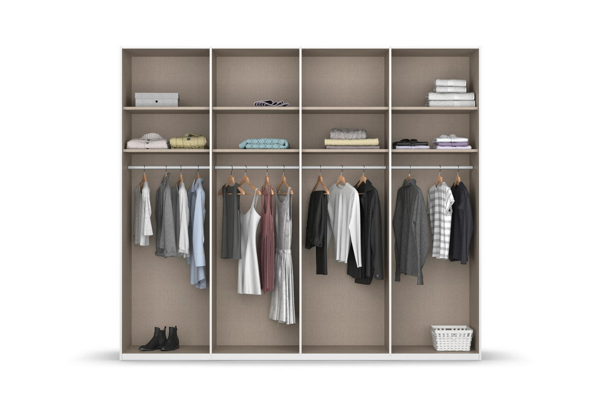 SCHWEBETÜRENSCHRANK 271/223/68 cm 4-türig Weiß  - Chromfarben/Weiß, KONVENTIONELL, Glas/Holzwerkstoff (271/223/68cm) - Novel